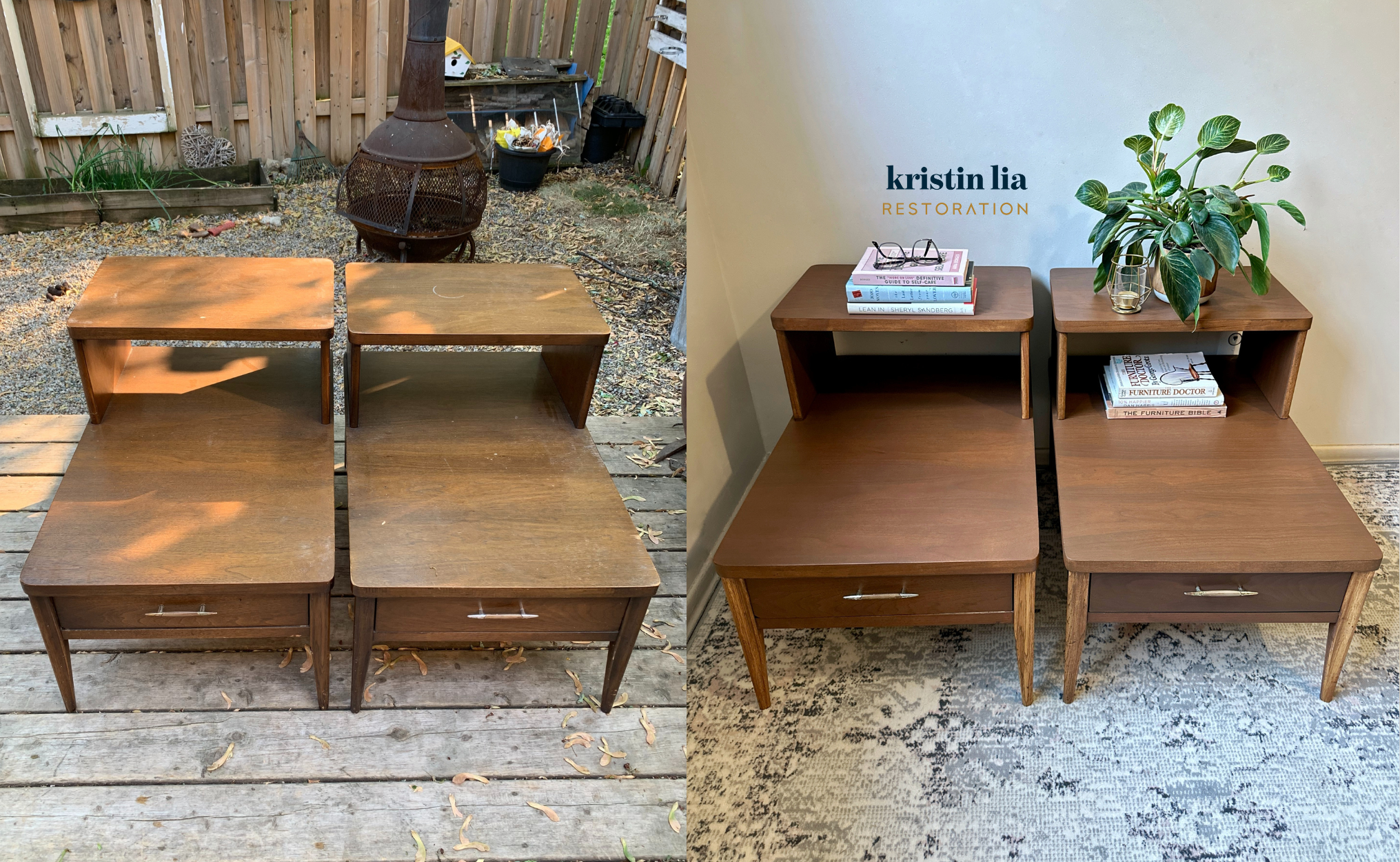 Restoration of set of Broyhill Saga side tables